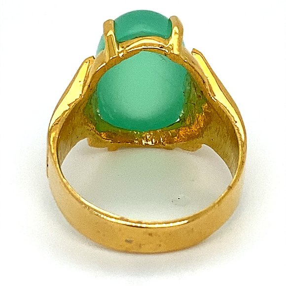 Green Cats Eye Calcite 11.25ct Solid 18K Gold Ring - Picture 4 of 6